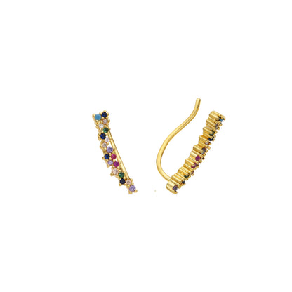 Pendientes acabado oro amarillo de 18k y Circonita Multicolor - Yionli