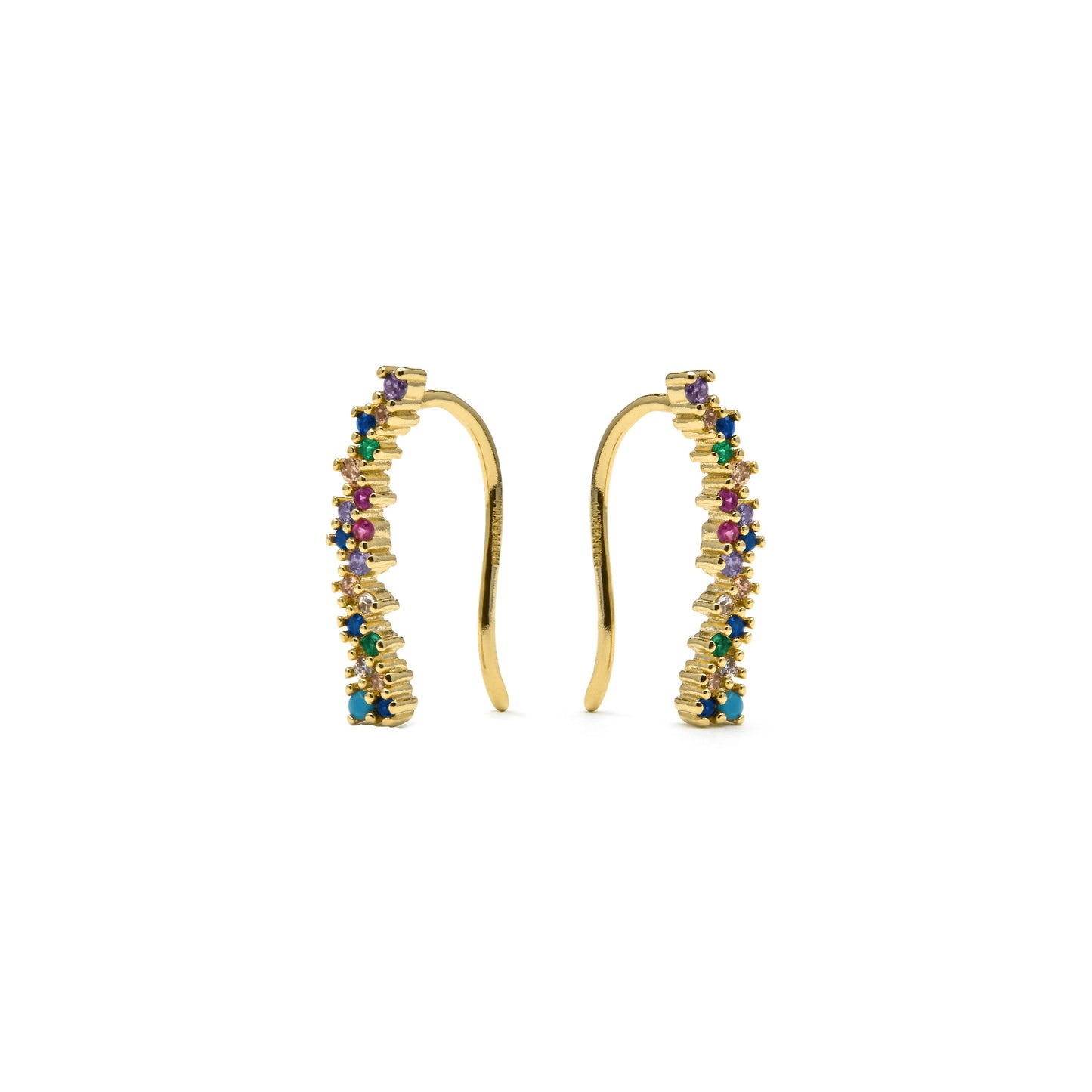 Pendientes acabado oro amarillo de 18k y Circonita Multicolor - Yionli