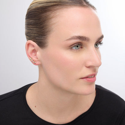 Pendientes acabado oro amarillo de 18k y Circonita Multicolor - Yionli