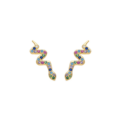 Pendientes acabado oro amarillo de 18k y Circonita Multicolor - Orksad