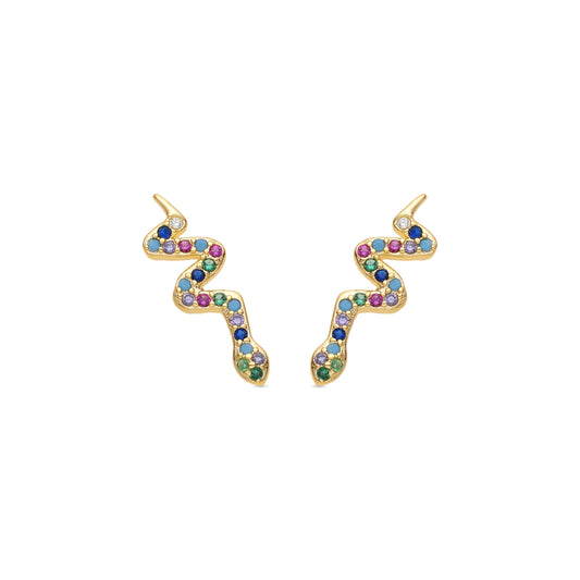 Pendientes acabado oro amarillo de 18k y Circonita Multicolor - Orksad
