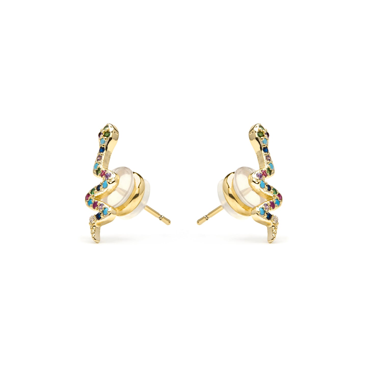 Pendientes acabado oro amarillo de 18k y Circonita Multicolor - Orksad