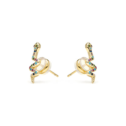 Pendientes acabado oro amarillo de 18k y Circonita Multicolor - Orksad