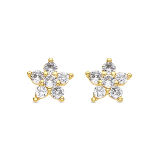 Pendientes acabado oro amarillo de 18k y Circonita Brillante - Krokor