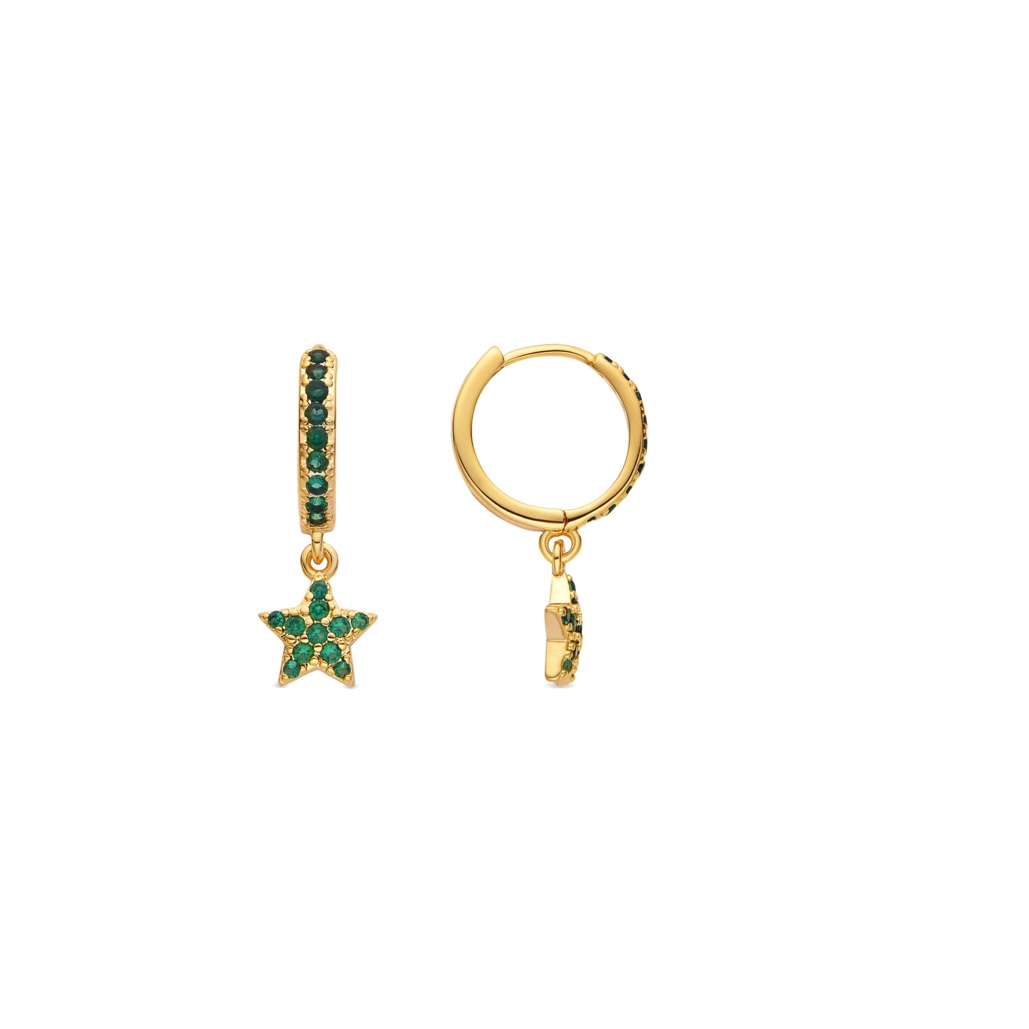 Pendientes con Circonita Esmeralda acabado oro 18k - Elinia