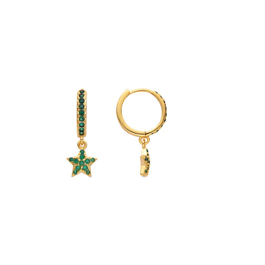 Pendientes con Circonita Esmeralda acabado oro 18k - Elinia