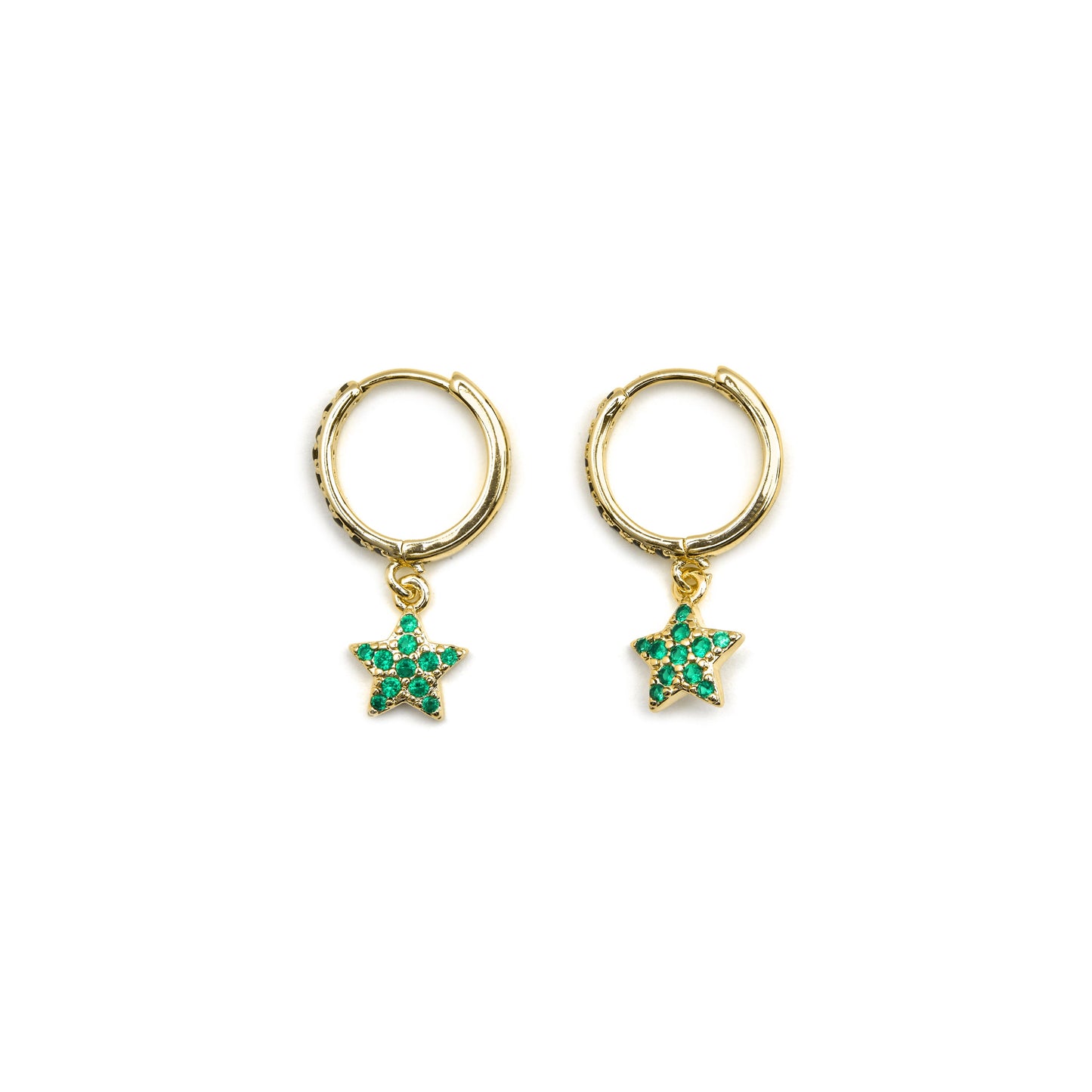 Pendientes con Circonita Esmeralda acabado oro 18k - Elinia