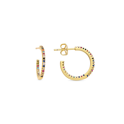 Pendientes con Circonita Multicolor acabado oro 18k - Kumo