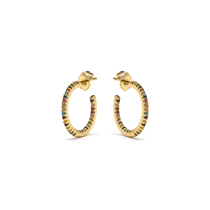 Pendientes con Circonita Multicolor acabado oro 18k - Kumo