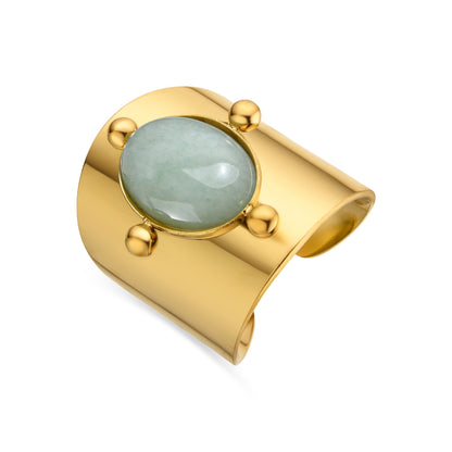 Anillo con Amazonita acabado oro 18k - Kumora