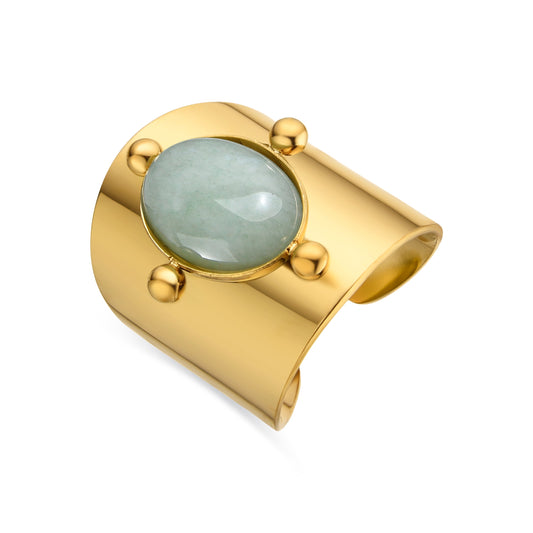 Anillo con Amazonita acabado oro 18k - Kumora