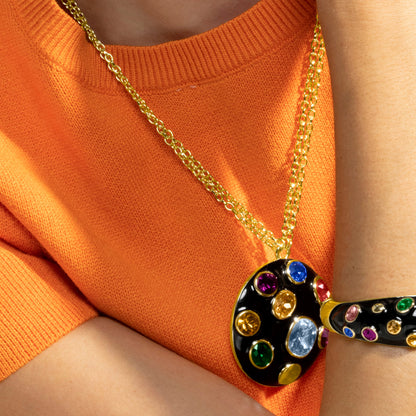 Collar con Lacado Negro acabado oro 18k - Yever