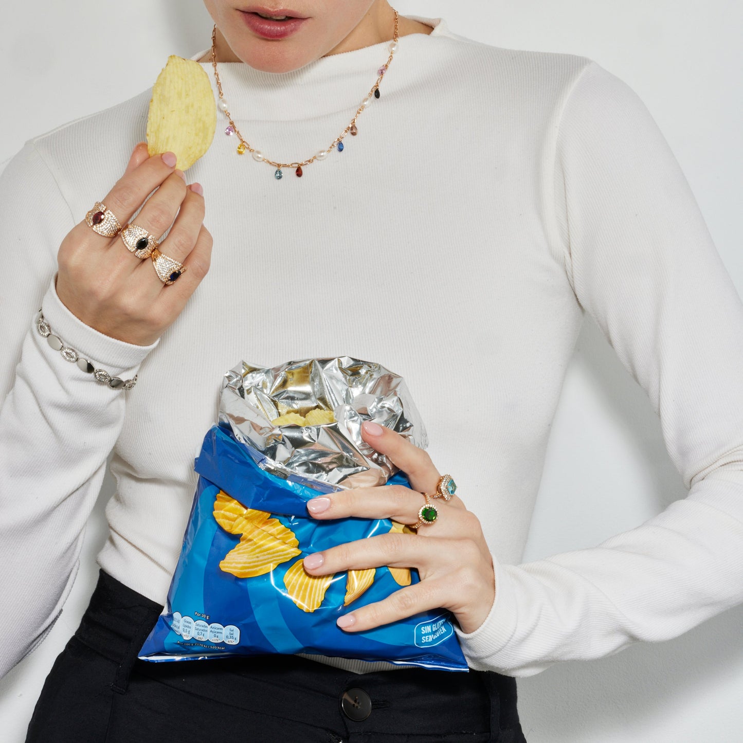 Collar con Perla Blanca acabado oro 18k - Lalxy