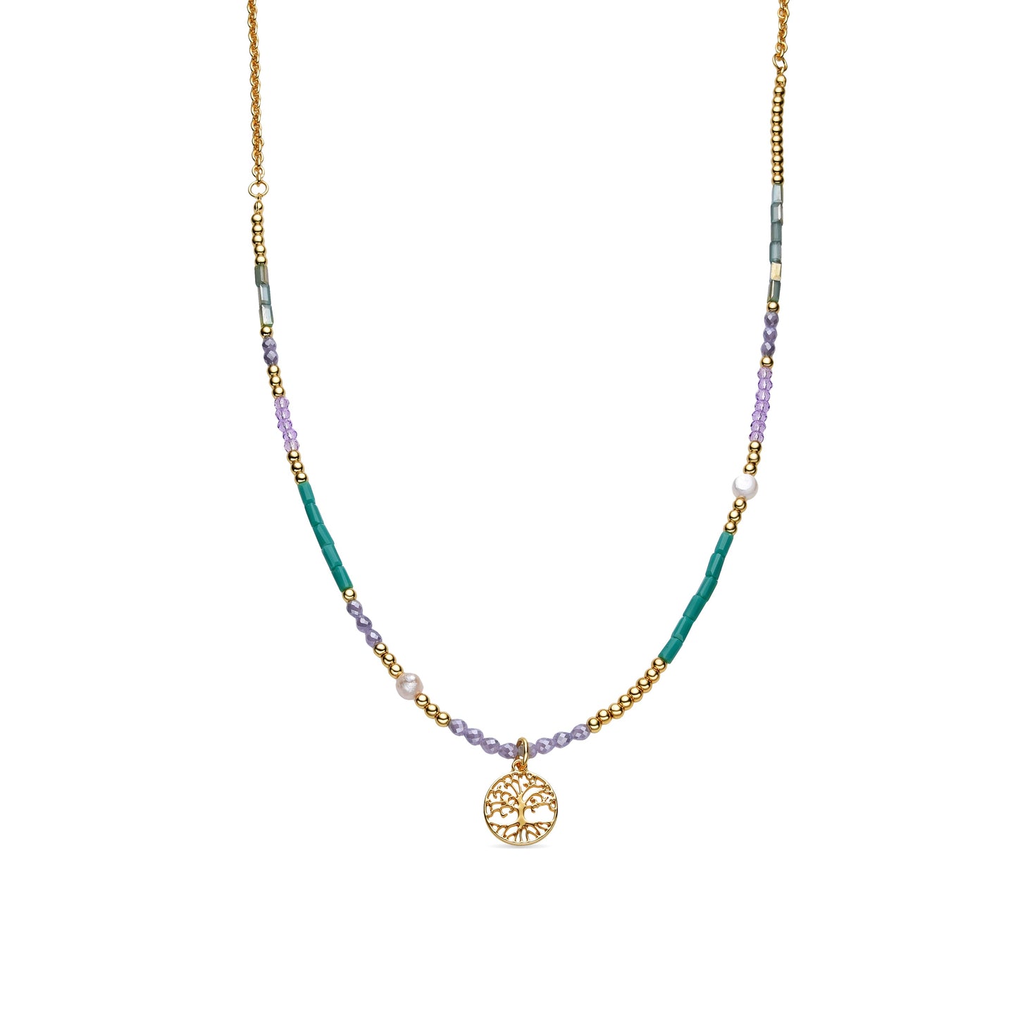 Collar con Cristal Azul acabado oro 18k - Zorsi