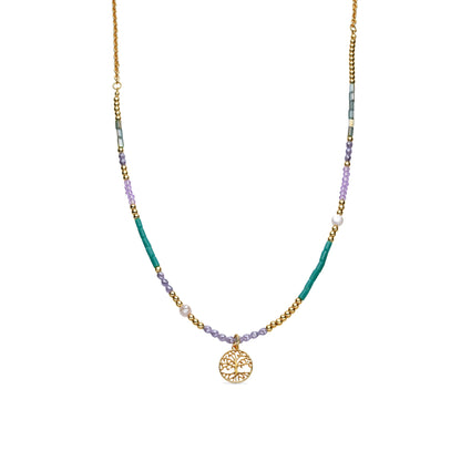 Collar con Cristal Azul acabado oro 18k - Zorsi