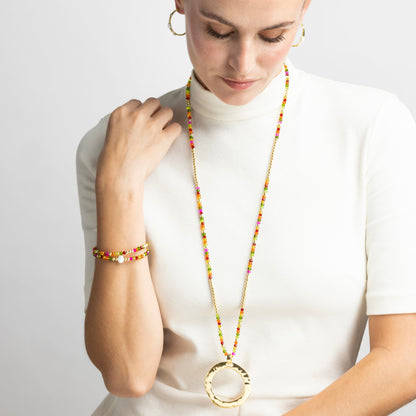 Collar con Cristal Rosa acabado oro 18k - Miota