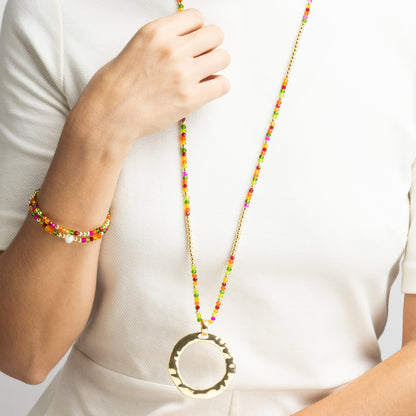 Collar con Cristal Rosa acabado oro 18k - Miota