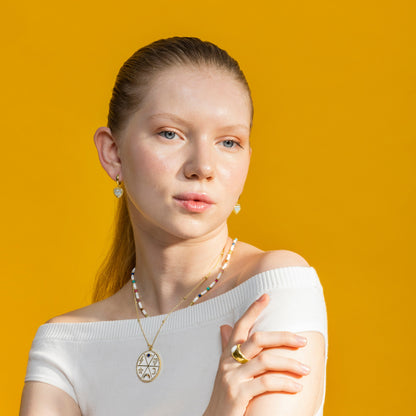 Collar con Circonita Multicolor acabado oro 18k - Thiem