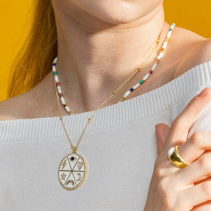 Collar con Circonita Multicolor acabado oro 18k - Thiem