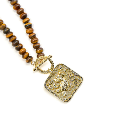 Collar con Ojo de Tigre acabado oro 18k - Lessy