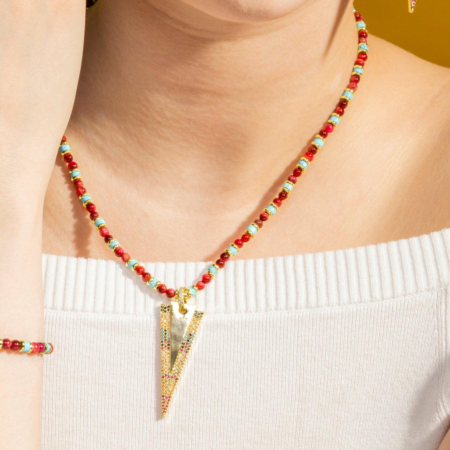 Collar con Circonita Multicolor acabado oro 18k - Colix