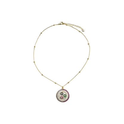 Collar con Circonita Multicolor acabado oro 18k - Purma