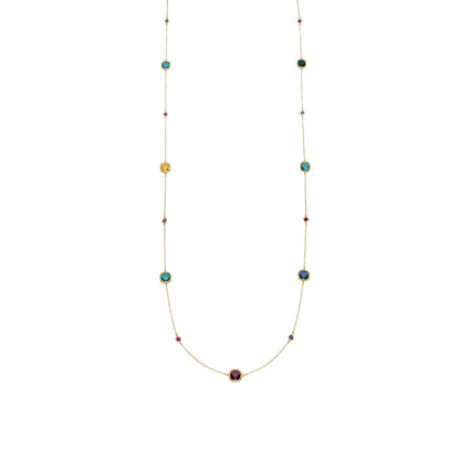 Collar con cuarzo hidrotermal multicolor acabado oro amarillo 18k-Docal