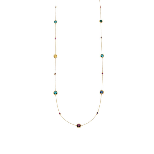 Collar con cuarzo hidrotermal multicolor acabado oro amarillo 18k-Docal