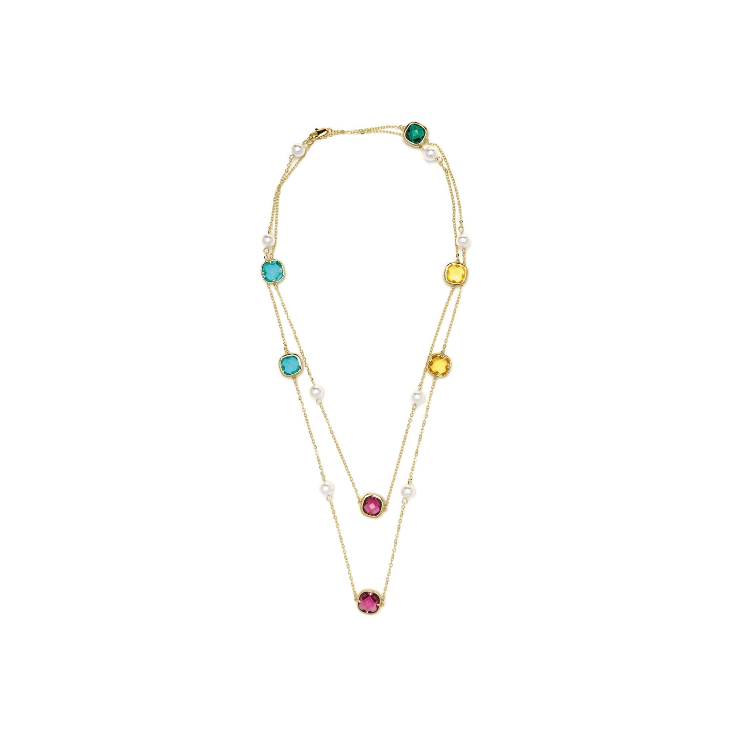 Collar con cuarzo hidrotermal multicolor acabado oro amarillo 18k-Docal