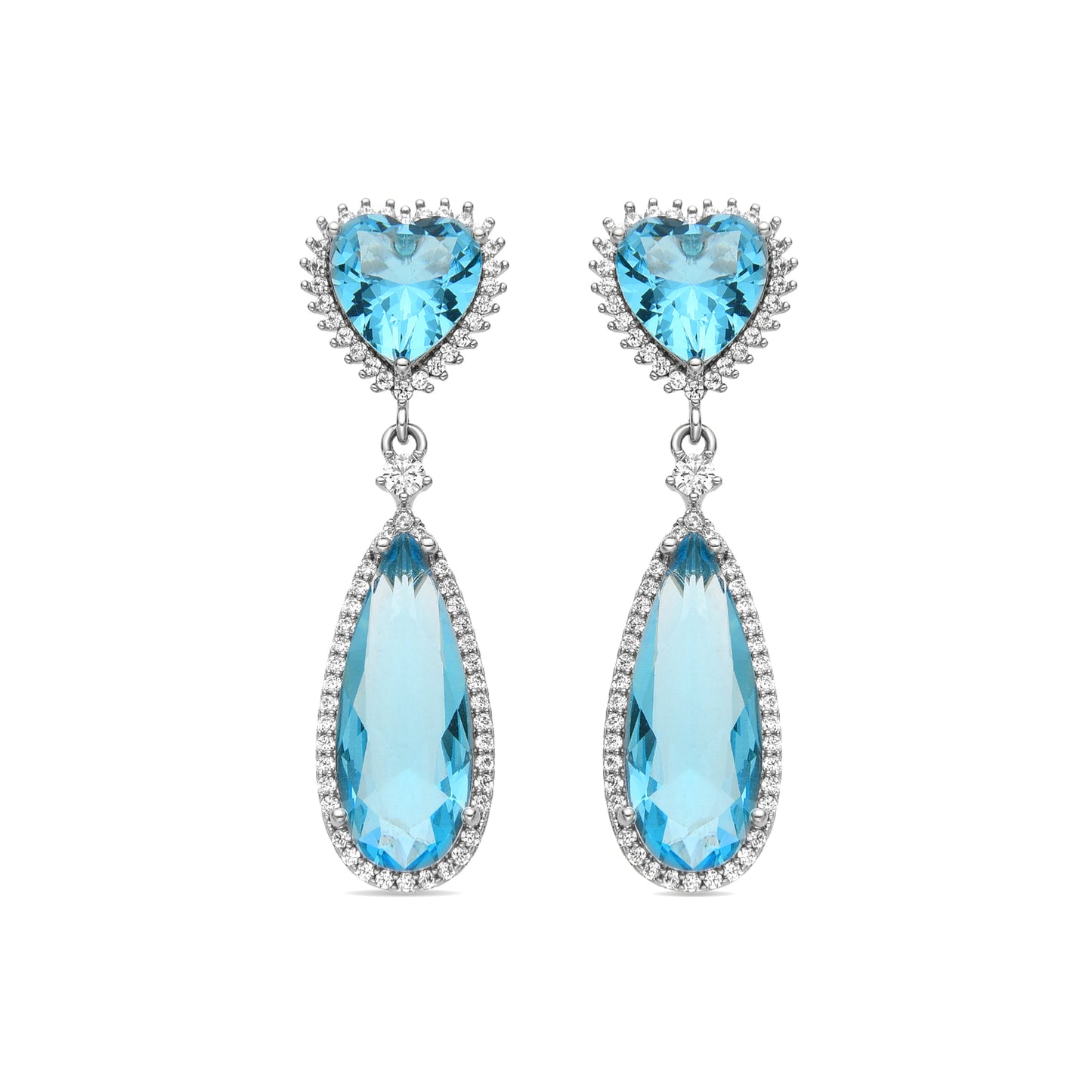 Pendientes con Circonita Aguamarina acabado plata - Saiga