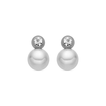 Pendientes con Perla Blanca acabado plata - Asny