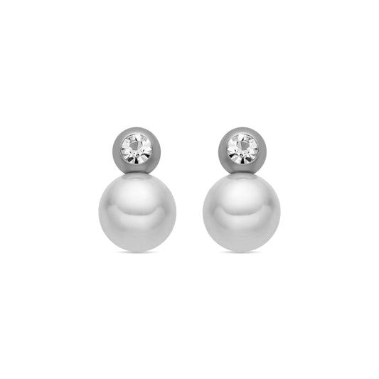 Pendientes con Perla Blanca acabado plata - Asny