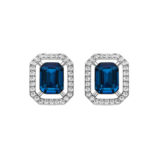 Pendientes con Circonita Topacio Azul acabado plata - Surin