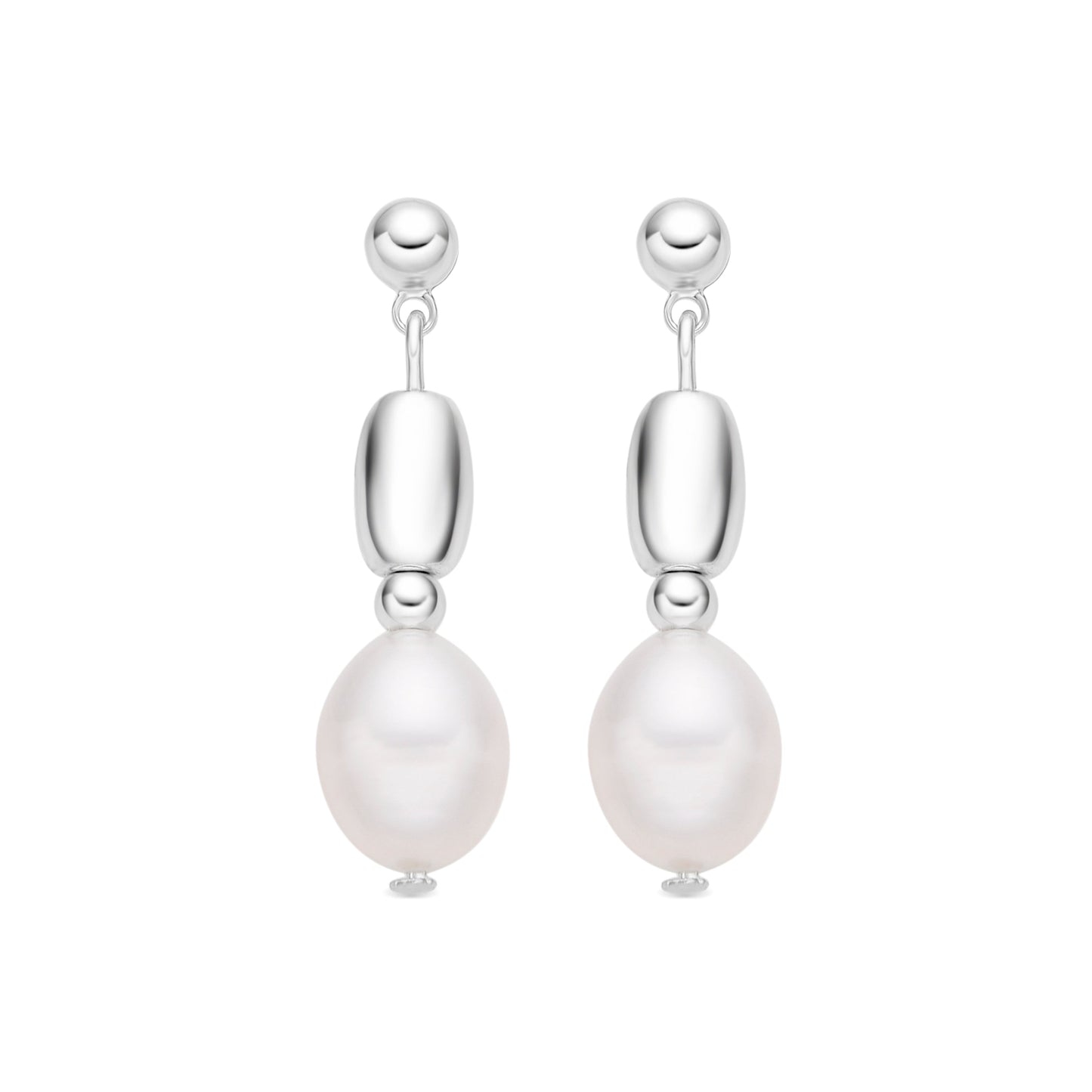 Pendientes con Perla Blanca acabado plata - Amlas