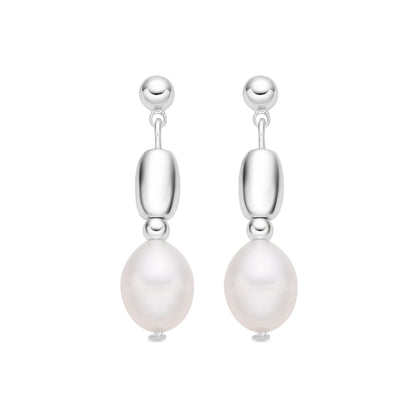 Pendientes con Perla Blanca acabado plata - Amlas