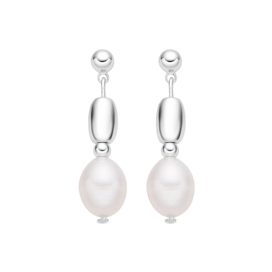 Pendientes con Perla Blanca acabado plata - Amlas