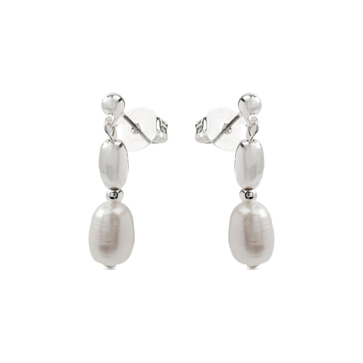 Pendientes con Perla Blanca acabado plata - Amlas