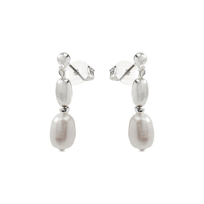 Pendientes con Perla Blanca acabado plata - Amlas