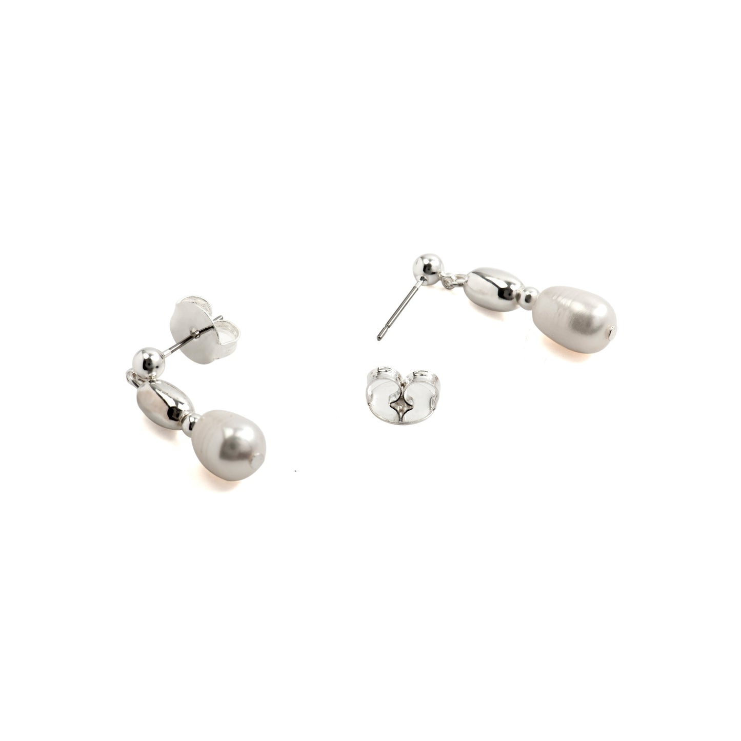 Pendientes con Perla Blanca acabado plata - Amlas