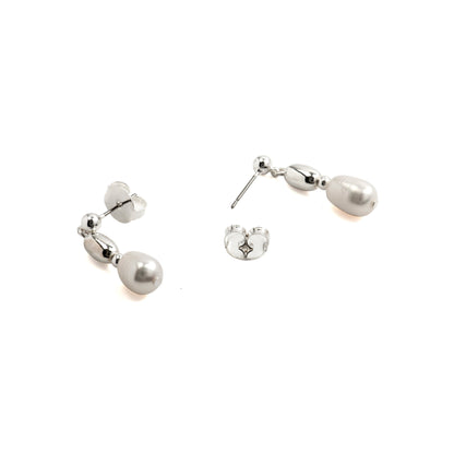 Pendientes con Perla Blanca acabado plata - Amlas
