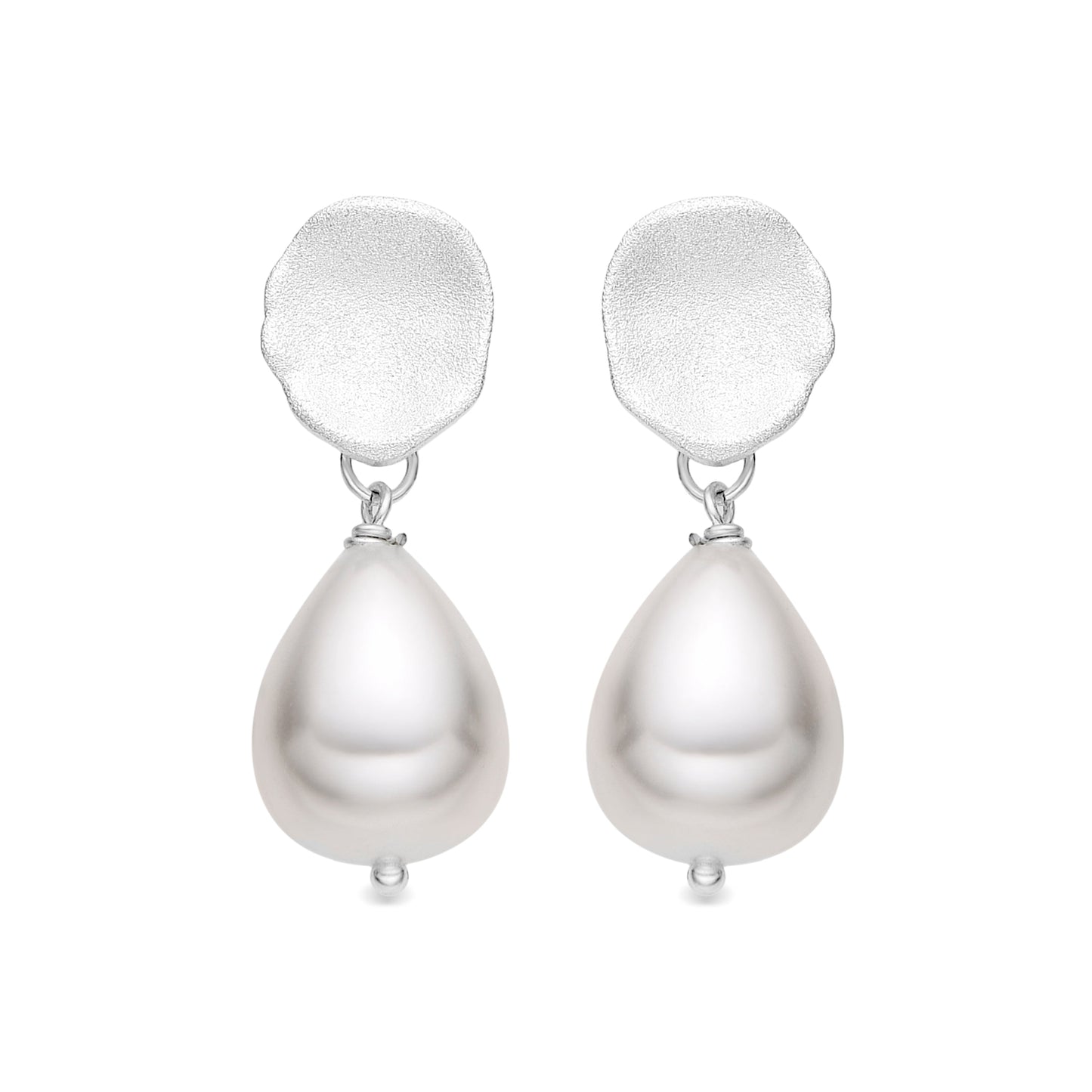 Pendientes con Perla Blanca acabado plata - Aoya