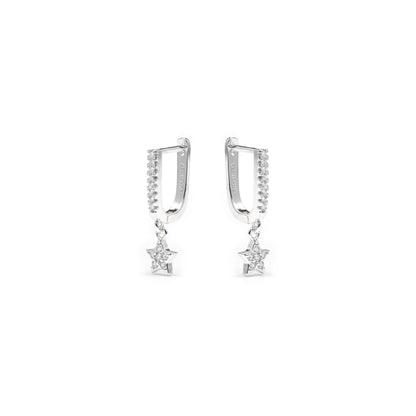 Pendientes acabado plata y Circonita Brillante - Sasai