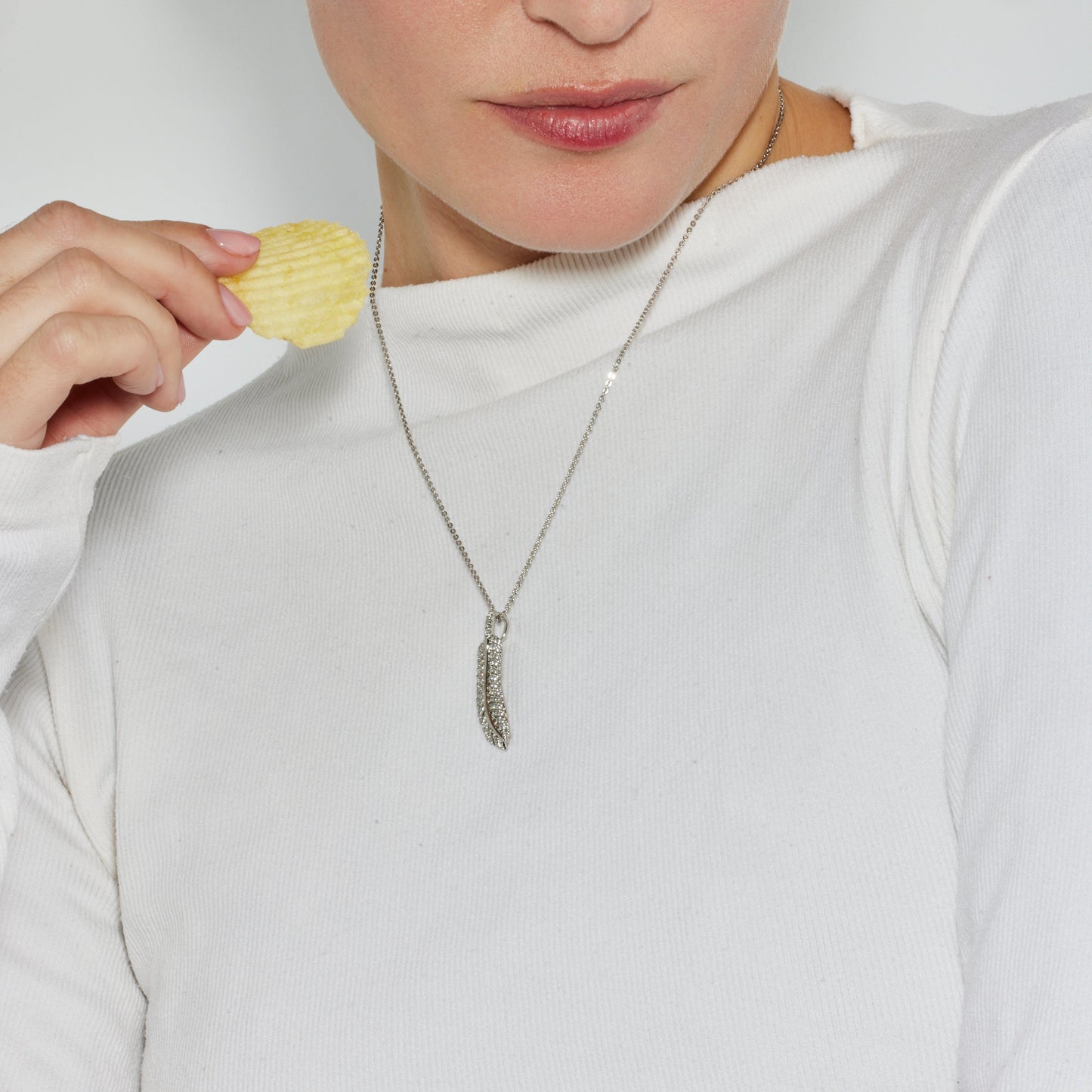 Collar con Circonita Brillante acabado plata - Hizbel