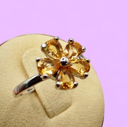 Anillo antiestrés giratorio de Plata 925 con Citrino en flor | Magicka Shop SKU ANIL-CITRI-GIR-PL-AJ