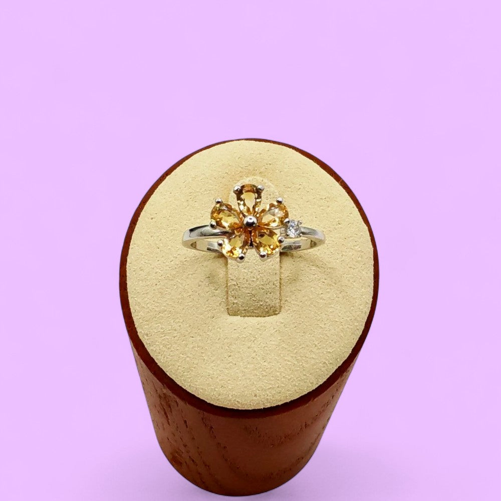 Anillo antiestrés giratorio de Plata 925 con Citrino en flor | Magicka Shop SKU ANIL-CITRI-GIR-PL-AJ
