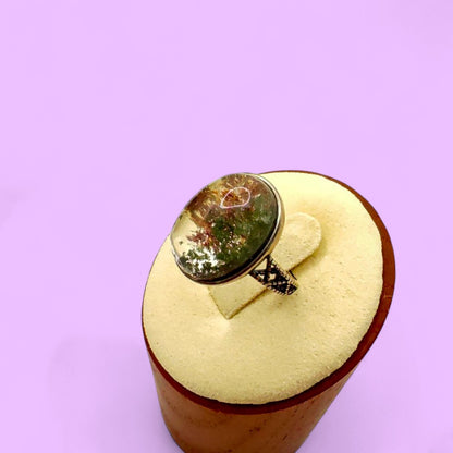 Anillo ajustable de Plata 925 con Cuarzo Chamánico (Lodolita) ovalado | Magicka Shop SKU ANIL-CUACHAM-OVAL-PL-AJ