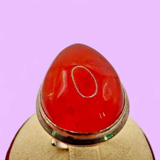 Anillo ajustable de Plata 925 con Cornalina en forma de gota | Magicka Shop SKU ANIL-CORNA-GOTA-PL-AJ