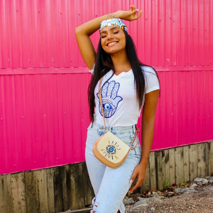 Bolso bandolera pequeño de mujer Iris Ojo Turco azul | CHULA Tulum