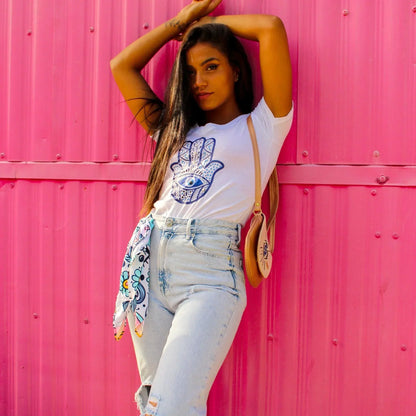 Bolso bandolera pequeño de mujer Iris Ojo Turco azul | CHULA Tulum