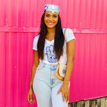 Bolso bandolera pequeño de mujer Iris Ojo Turco azul | CHULA Tulum